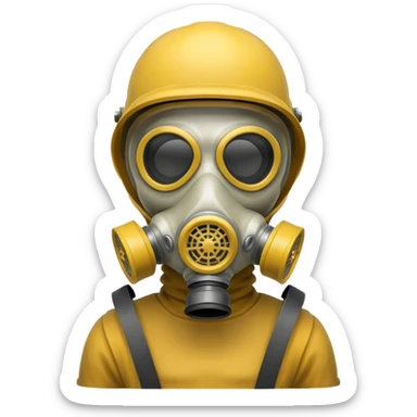 Skeleton wearing a gas mask sticker