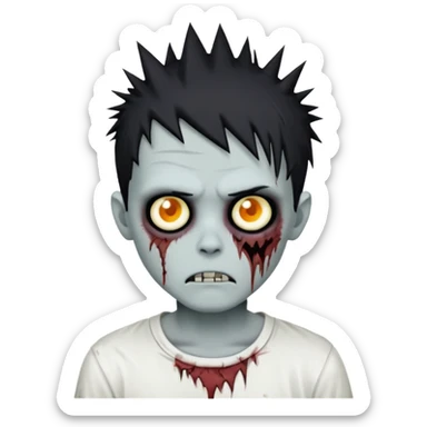 zombie boy with spiky emo hair and white shirt sticker