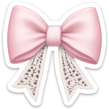 light pink bow with white lace  sticker