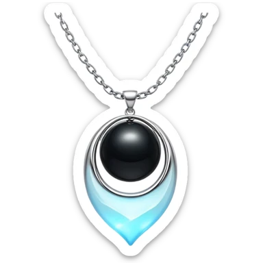 ethereal onyx pendant suspended midair, shimmering silver chain invisible, glowing faintly sticker
