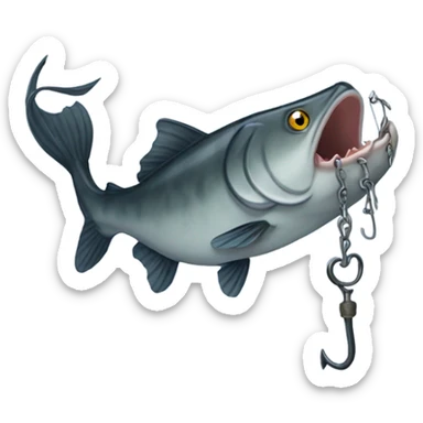 Catfish biting a hook  sticker