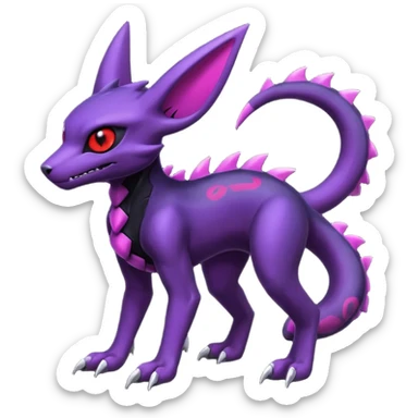 Gothic Edgy Evil Badass Cool Genesect-Umbreon-Salandit-Fakémon-hybrid-creature (full body)  sticker