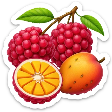 Create a raspberry with a mango texture sticker