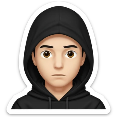 Un joven con una capucha negra que solo le deje ver los ojos y cejas sticker