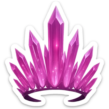 Change the crystal crown to have sharp, transparent pink crystals, shimmering with silver flecks and a soft ethereal light. Keep the background transparent. sticker