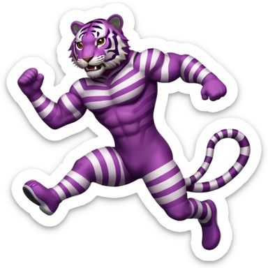 purple tiger with burgundy stripes jumping sticker