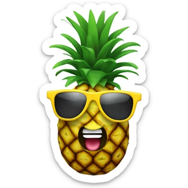 a pineapple with a headset and beach glasses sticker