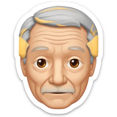 señor muy mayor pelo gris sin bigote sticker
