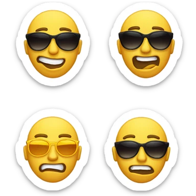 circle yellow emoji wearing Sunglasses raising one of his eye brow "Like the rock" and mewing "Sucking his mouth cheeks in" sticker