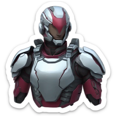 futuristic Autonomous Combat armored colored crimson breastplate arms sticker