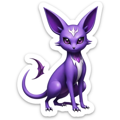 Shiny Exotic Badass Mysterious Gothic Noibat-Espeon-Pokémon-Fakémon-hybrid-creature (full body) sticker