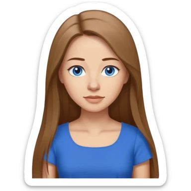 a woman in her 30´s, light skin with medium brown straight hair, long hair. blue eyes. No eyeglasses. sticker