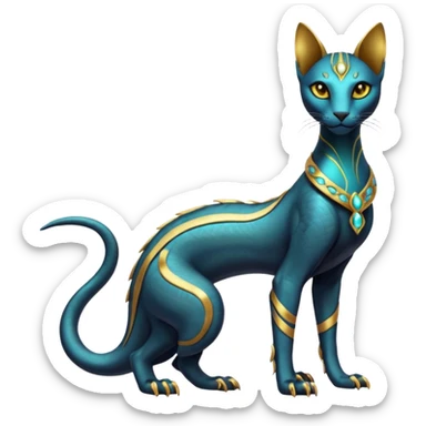 Futuristic Ethereal Beautiful Elegant Salandit-Bastet-Fakémon-hybrid-creature (full body)  sticker