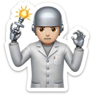 An angry robot hitting his master sticker