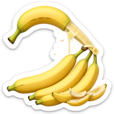A peeled-off banana being chopped in small banana slices sticker