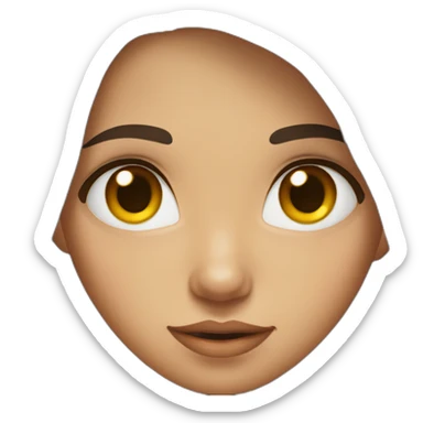 A girl with long dark brown hair, wearing a white shir, with brown eyes and slightly tanned sticker