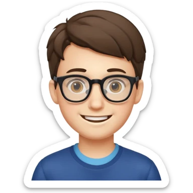 Nerdy boy with glasses sticker