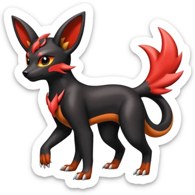 Shiny cool edgy badass realistic Umbreon-Houndour-Charmeleon-Guilmon-fusion sticker