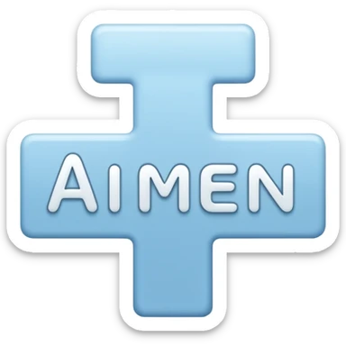 light blue word "AMEN" simple font in rectangle sticker