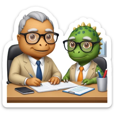 old dinosaurs working in an office sticker