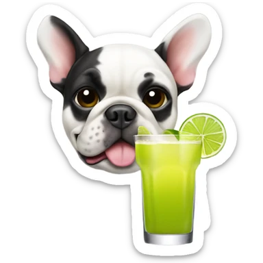 French bull dog drinking a Margarita sticker