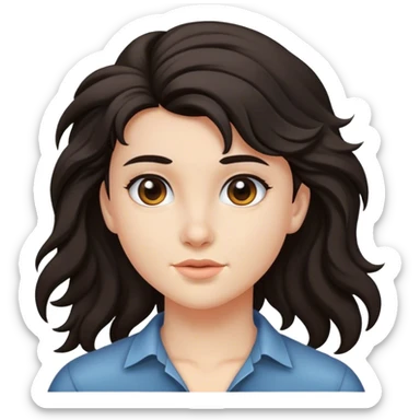 matt girl with mullet wavy dark hair sticker