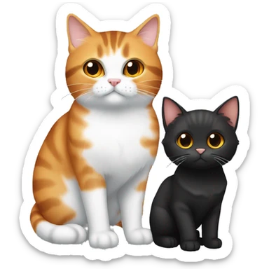 Brown Tabby cat and orange cat and black fluffy cat standing next to eachother sticker