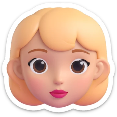 charming girl face emoji, subtle blush, glossy lips, clean and cute sticker