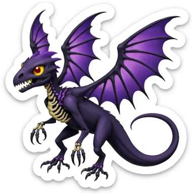 Evil Spooky Salandit-Duskull-Noibat-Fakémon-hybrid-creature (full body)  sticker