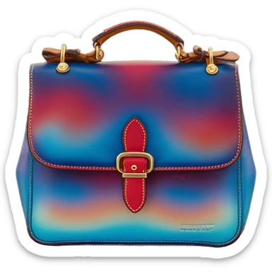 Realistic isolated iridescent red to blue color shift ombre dooney and bourke satchel purse.  sticker