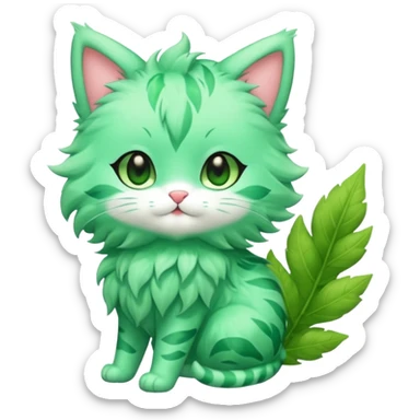 Toony Chibi Kawaii Minty Leaf Juicy Feline Fluffy Sprigatito-Fakémon-creature (full body) sticker