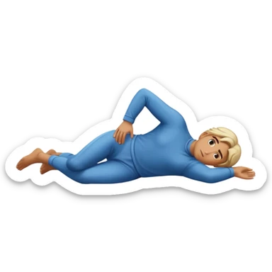 fullbody apostle in prone pose, alternate hairstyle, clear prone position, full body visible, apple emoji style sticker