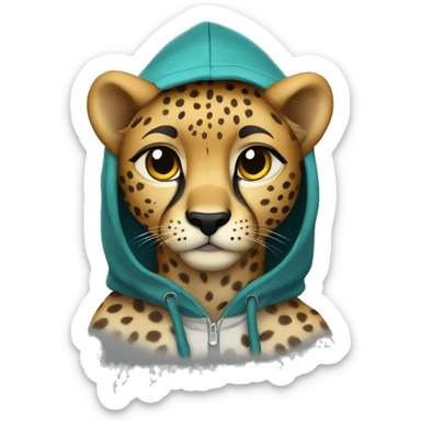 Cheetah in a hoodie  sticker
