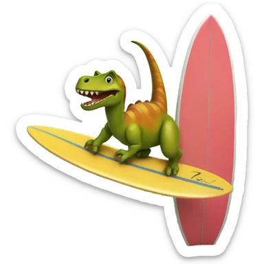 Dinosaur on a surf board  sticker