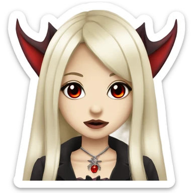 Vampire hime gyaru girl with red eyes black hair sticker