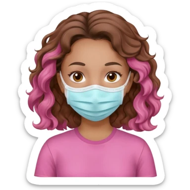 lightskin girl having a spa day with mask and pink shirt and brown wavy hair  sticker