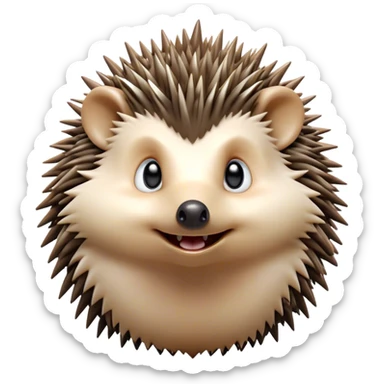 Cinematic Comical Hedgehog Portrait Emoji, Head tilted dramatically with an exaggeratedly surprised expression and wide, comically expressive eyes, featuring a small, spiky body with quills that seem to dance with playful energy, Simplified yet hilariously expressive features, highly detailed, glowing with a slightly sassy woodland glow, high shine, dramatic yet playful, stylized with an air of cheeky hedgehog mischief, soft glowing outline, capturing the essence of a meme-worthy hedgehog that looks ready to roll its way into viral fame! sticker