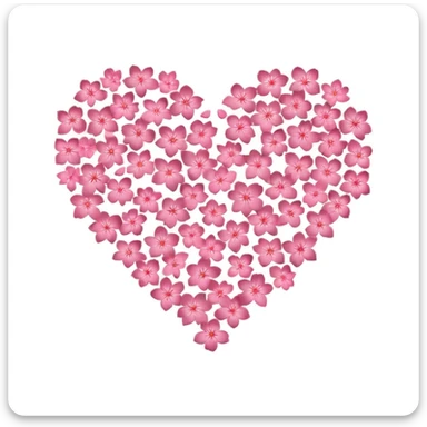 heart made of sakura petals sticker