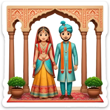 Ghibli style of a lalqila wedding delhi sticker