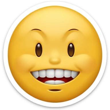 grimacing yellow round emoji with silver teeth sticker