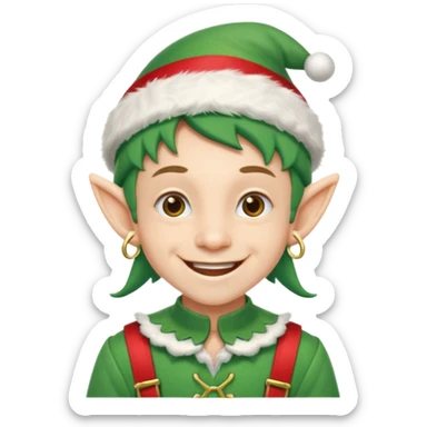 duende navideño con una sonrisa amplia y brackets en los dientes motivo odontologo sticker