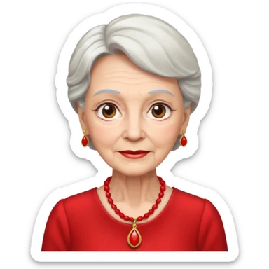 elderly woman with red dress and red necklace  sticker