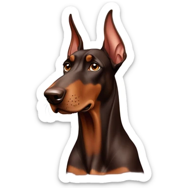 Chocolate and brown Doberman with long ears not cropped sticker