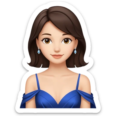 a beautiful brunette hair princess wearing a gown with elegant piercing and smile gently  sticker