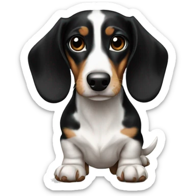 Black white tan piebald dachshund  sticker