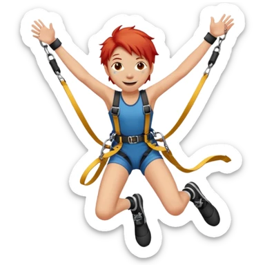 bungee jumping face only with hair flying red hair long sticker