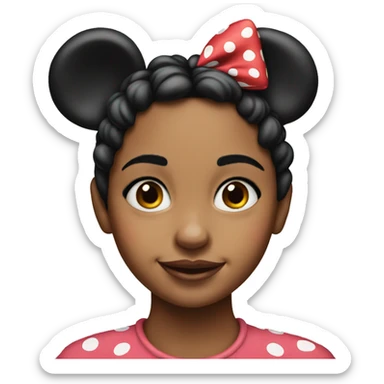 realistic portrait of a girl with minnie mouse ears sticker