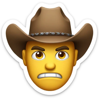 Angry Emoji face country boy cowboy hat sticker