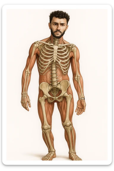 Uomo con problemi di asimmetrie e bacino inclinato, visione anatomica senza scritte sticker