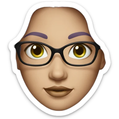 White-curvy-woman-purple-long-wavy-hair-green-eyes-square-glasses sticker